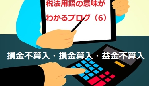 税法用語の意味がわかるブログ（6）「損金不算入・損金算入・益金不算入」